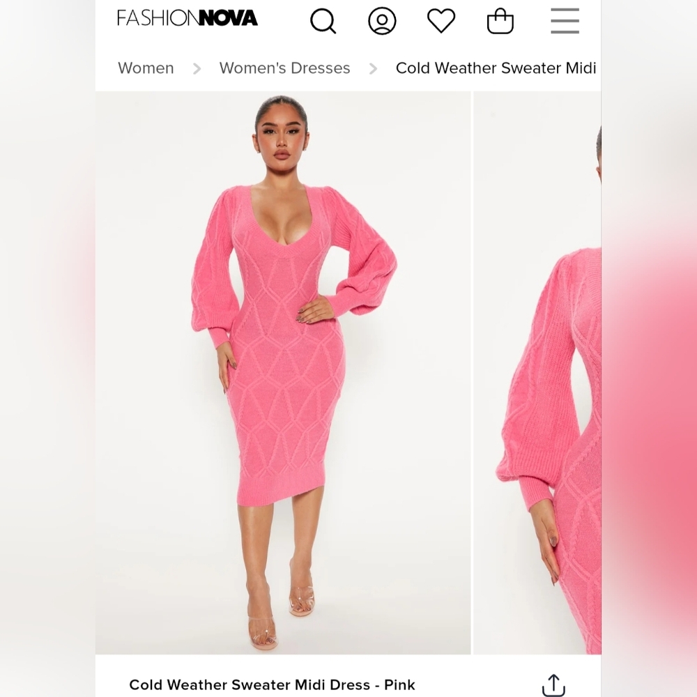 9. Fashion Nova Cold Weather Sweater Dress- Pink